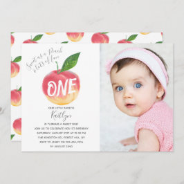 Invitación Sweet Little Peach First Birthday Photo