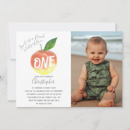 Invitación Sweet Little Peach First Birthday Photo