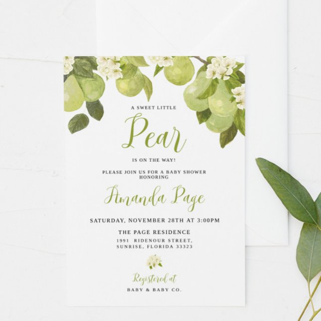 Invitación Sweet Little Pear Baby Shower (Subido por el creador)
