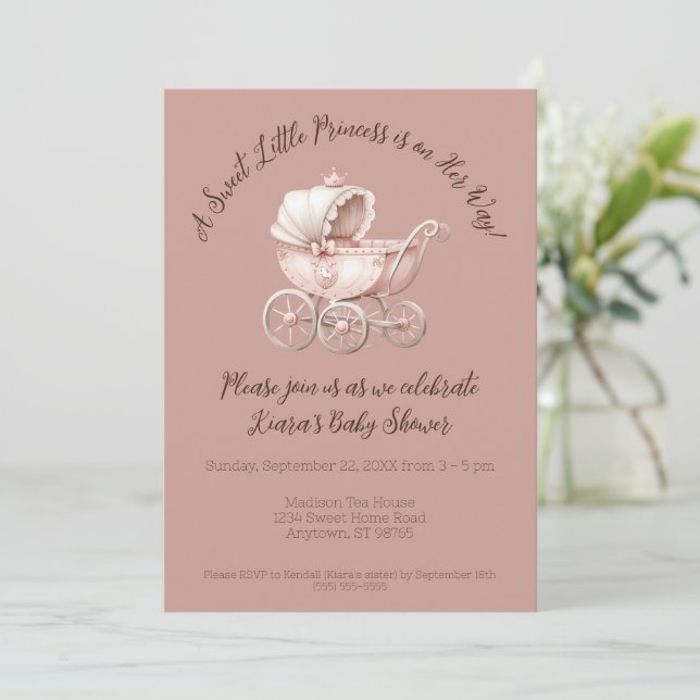 Invitación Sweet Little Princess Baby Shower (Anverso de pie)