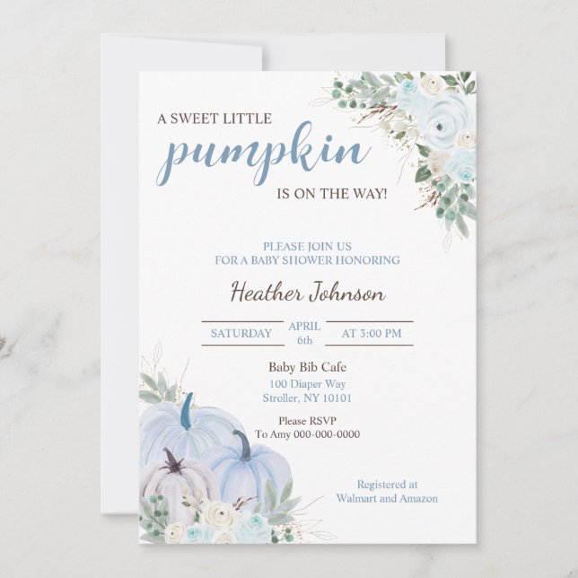 Invitación Sweet Little Pumpkin Autumn Baby Shower (Anverso)