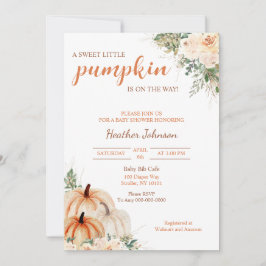 Invitación Sweet Little Pumpkin Autumn Baby Shower