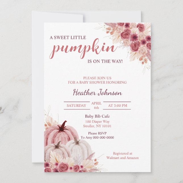 Invitación Sweet Little Pumpkin Autumn Baby Shower (Anverso)