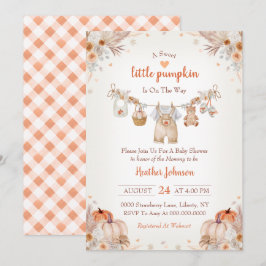 Invitación Sweet Little Pumpkin Autumn Baby Shower Invitation