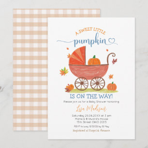 Invitación Sweet Little Pumpkin Baby Carrier Baby Shower