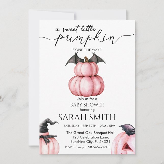 Invitación Sweet Little Pumpkin Baby Shower (Anverso)