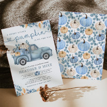 Sweet Little Pumpkin Blue Autumn Baby Shower