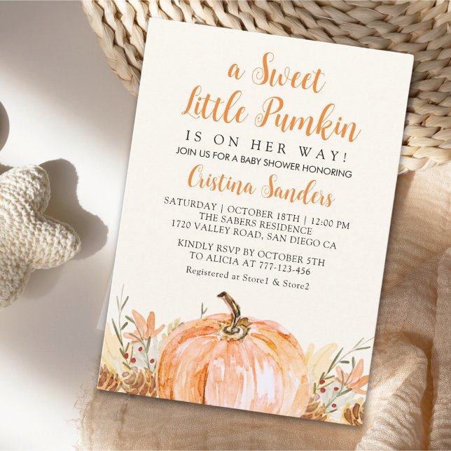 Invitación Sweet Little Pumpkin is on her Way, Baby Shower (Subido por el creador)