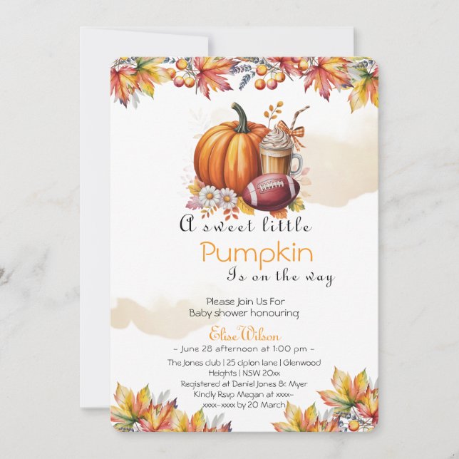Invitación Sweet Little pumpkin latte is on the way  (Anverso)
