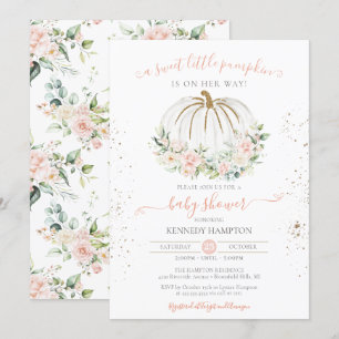 Invitación Sweet Little Pumpkin Soft Pink Otumt Baby Shower
