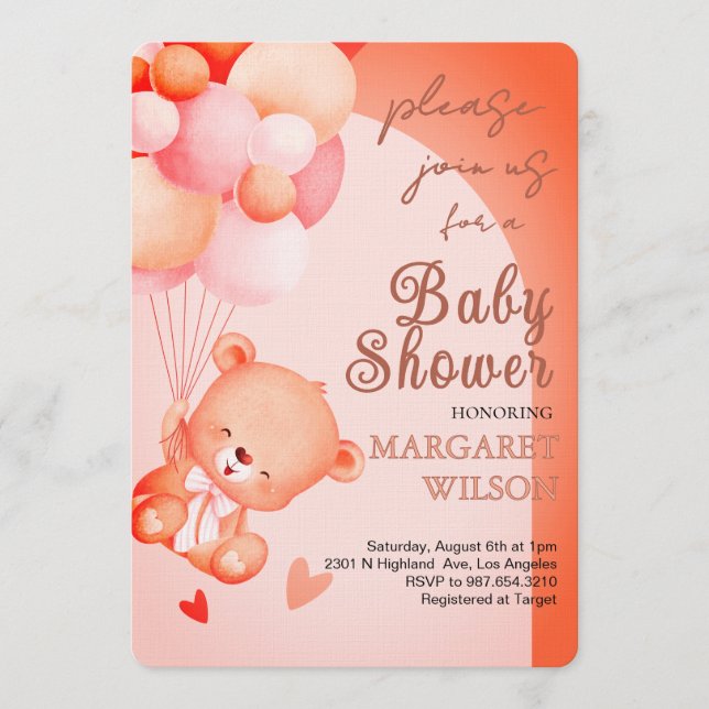 Invitación Sweet Little Teddy Bear Baby Shower (Anverso)