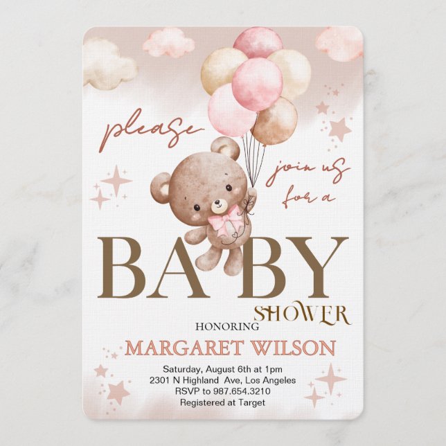 Invitación Sweet Little Teddy Bear Baby Shower (Anverso)