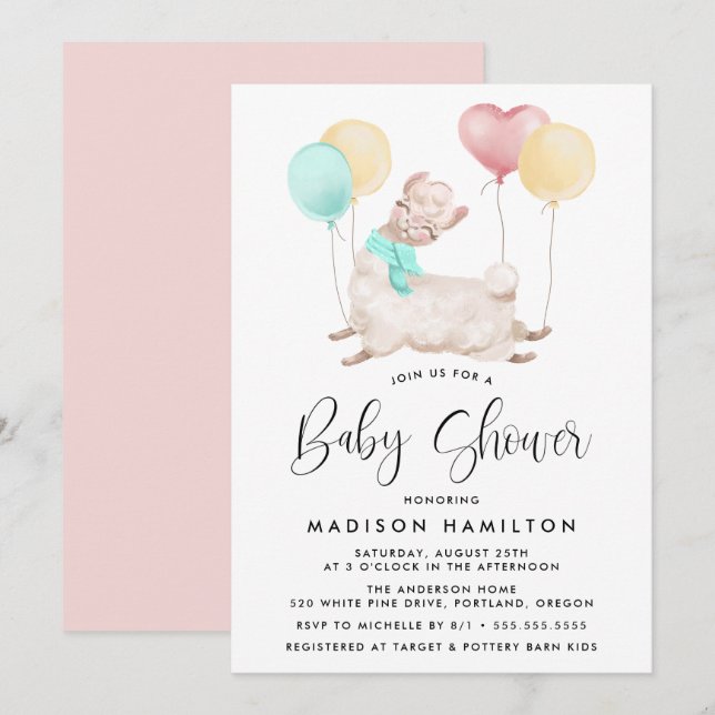 Invitación Sweet Llama Baby Shower (Anverso / Reverso)