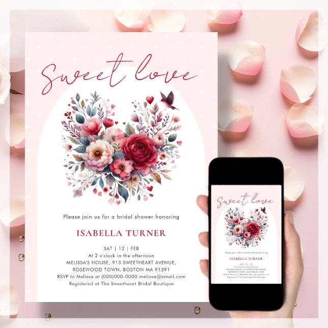 Invitación Sweet Love Valentine Bridal Shower (Subido por el creador)