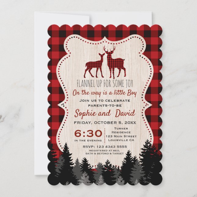 Invitación Sweet Lumberjack Little Hunter Baby Shower (Anverso)
