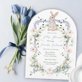 Invitación Sweet Meadow Bunny Wildflower Ribbon Baby Shower