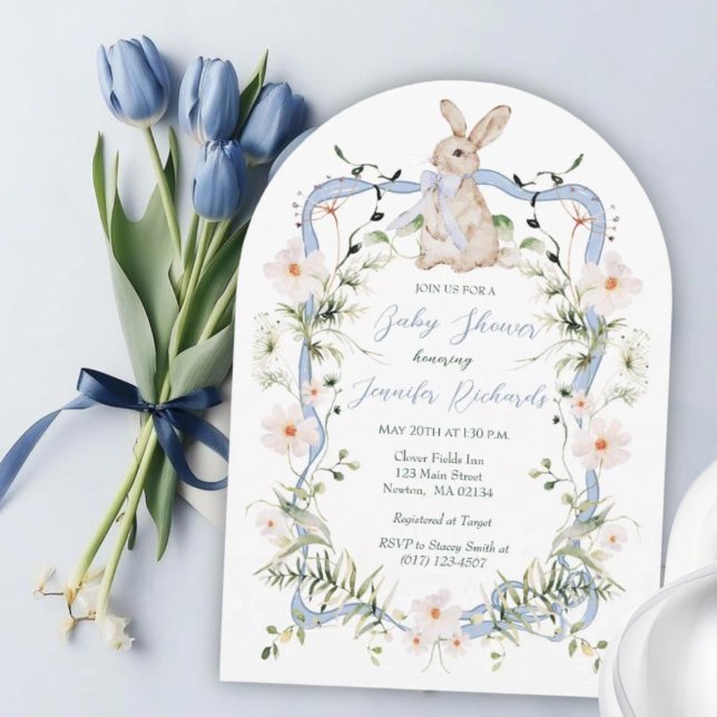 Invitación Sweet Meadow Bunny Wildflower Ribbon Baby Shower (Subido por el creador)