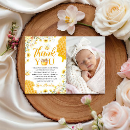 Invitación Sweet One Bee Photo Thank You Card