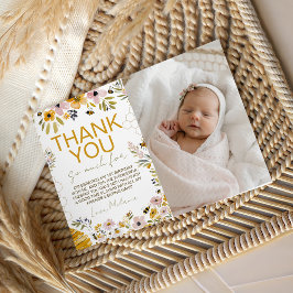 Invitación Sweet One Bee Photo Thank You Card