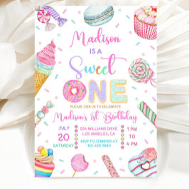 Invitación Sweet One Birthday Invitation, First Candy Sweet 