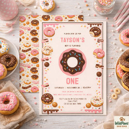Invitación Sweet One Donut 1st Birthday Party | Cute Donut 
