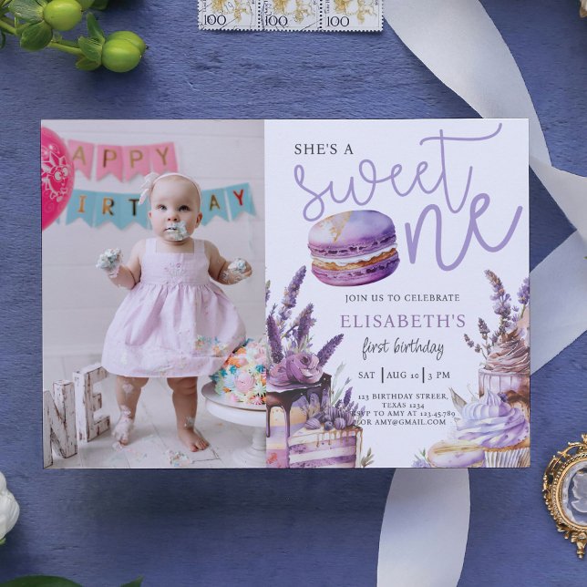 Invitación Sweet One First Birthday Pastel Violet (Subido por el creador)