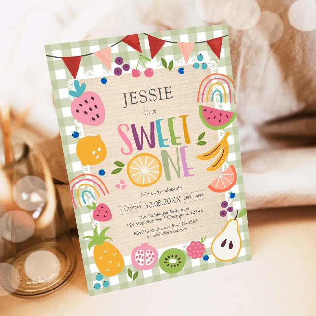 Invitación Sweet One Fruit 1st Birthday Invitation (Subido por el creador)