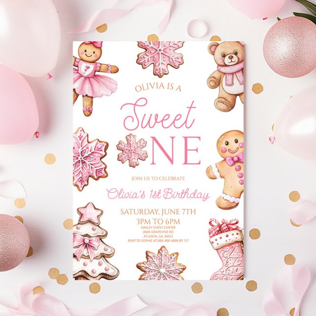 Invitación Sweet One Gingerbread Cookie 1st Birthday Party (Subido por el creador)