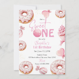 Invitación Sweet One Girl 1st Birthday