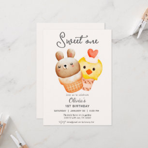 Invitación Sweet one ice cream first birthday