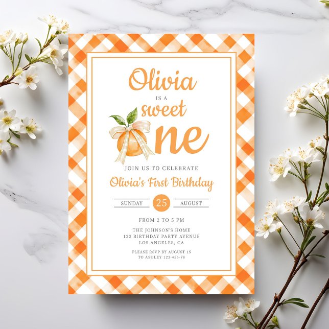 Invitación Sweet One Orange Citrus 1st Birthday (Sweet One Orange Citrus 1st Birthday Invitation)