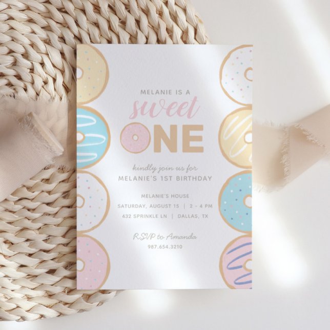 Invitación Sweet One Pastel Donut First Birday Party Invita (Subido por el creador)