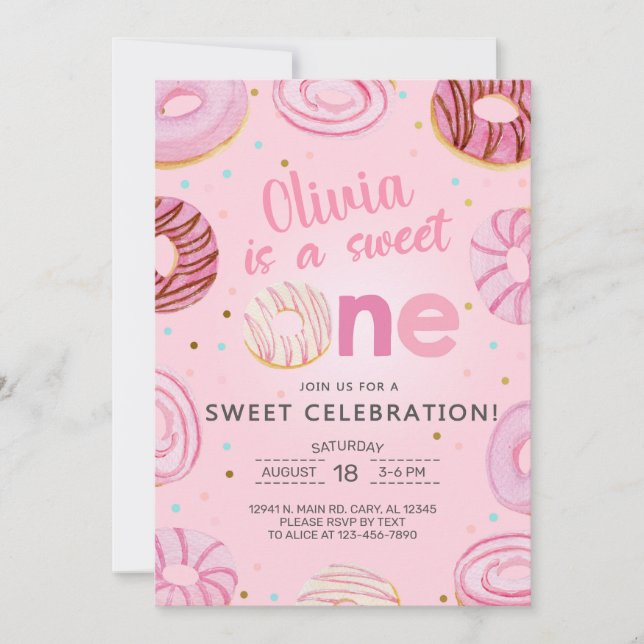 Invitación Sweet One se burla de chica primero, primera invit (Anverso)