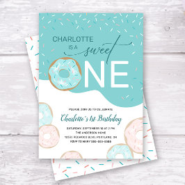 Invitación Sweet One Verde azulada Frosting Chica Invitado de