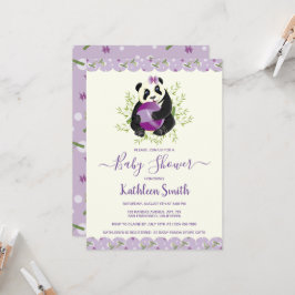 Invitación Sweet Panda Bear Baby Shower Soft Lilac