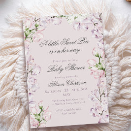 Invitación Sweet Pea flower arch Baby brunch elegant lavender