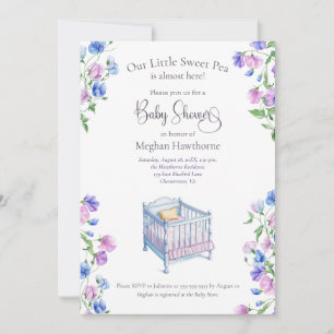 Invitación Sweet Pea Watercolor Florals Baby Shower