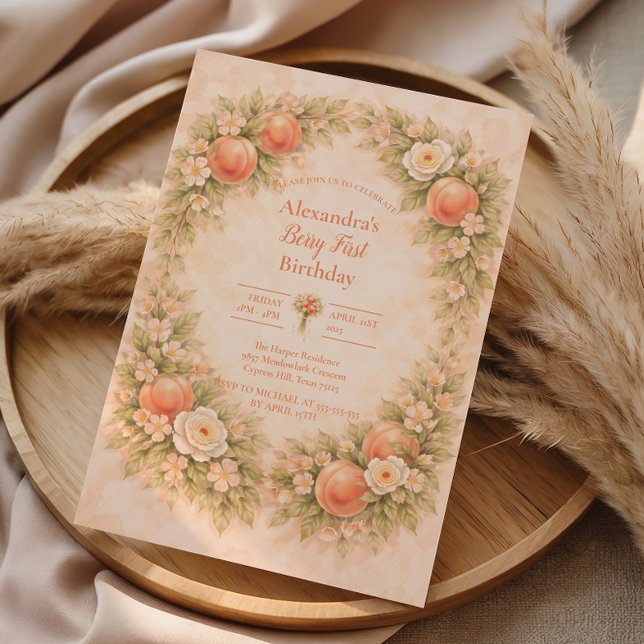 Invitación Sweet Peach 1st Birthday (Subido por el creador)