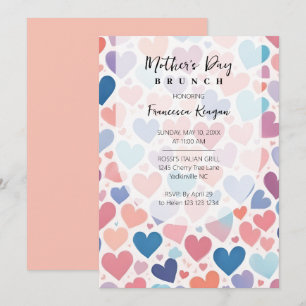 Invitación Sweet Peach Hearts Mothers Day Brunch
