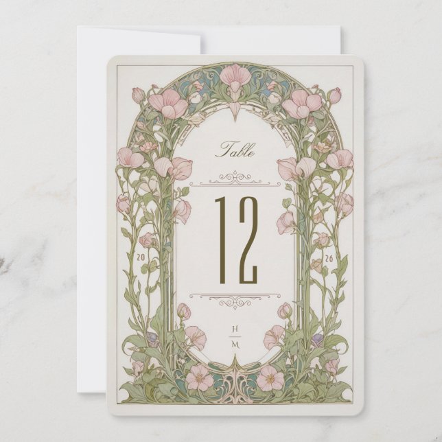 Invitación Sweet Peas Wedding Table Number Card (Anverso)