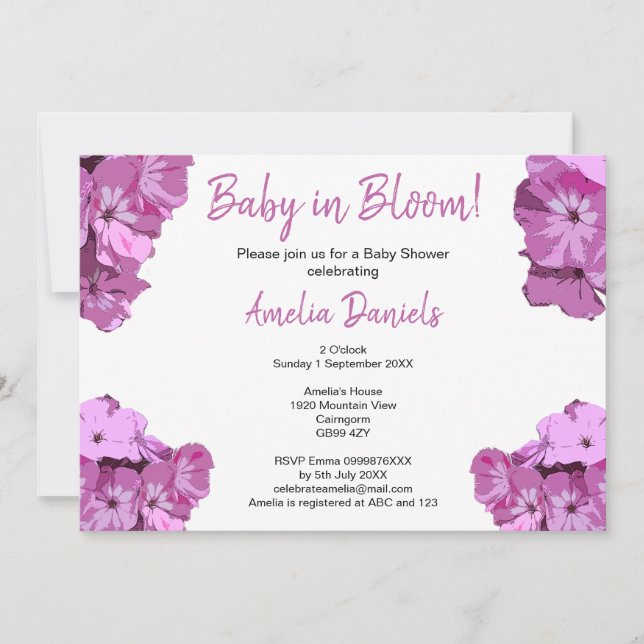 Invitación Sweet Pink Floral Baby Shower Invitation (Anverso)