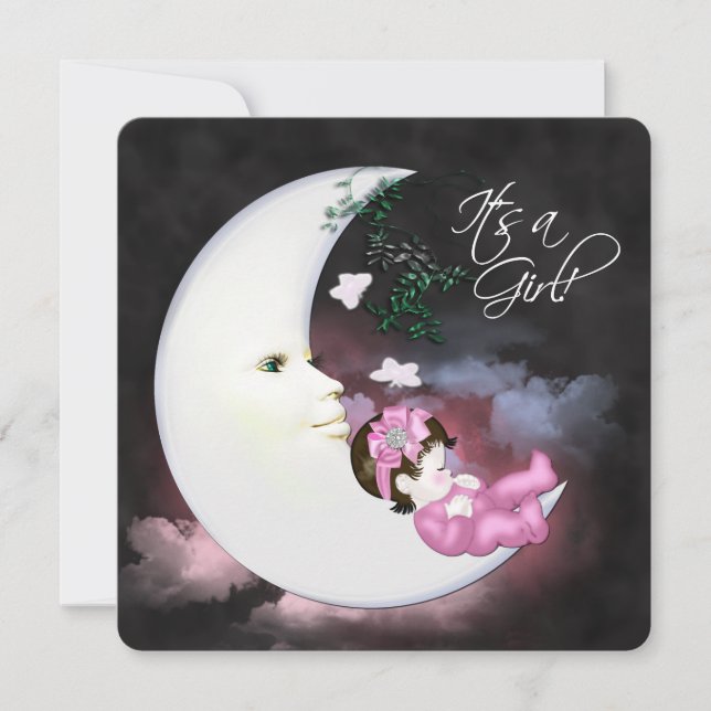 Invitación Sweet Pink Moon Baby Shower (Anverso)