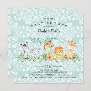 Invitación Sweet Safari Animales género Baby Shower neutro