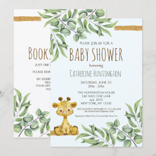 Invitación Sweet Safari Jungle Giraffe Baby Shower