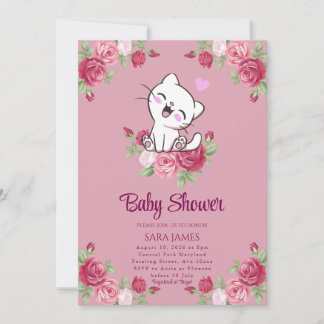 Invitación Sweet Serenity Kitten Baby Shower Invitation