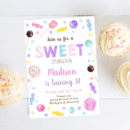 Invitación Sweet Shop Lollipop Candy Cumpleaños