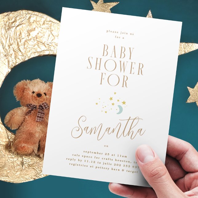 Invitación Sweet Simple Luna moderna y estrellas Baby Shower (Subido por el creador)