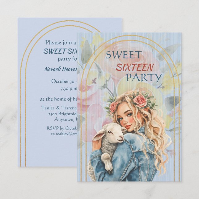 Invitación Sweet Sixteen Daughter Birthday Blonde Invitation (Anverso / Reverso)
