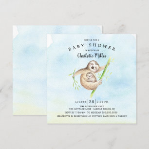 Invitación Sweet Sloth Boys Baby Shower