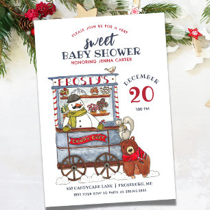 Invitación Sweet Snowman Forest Baby Shower de diciembre